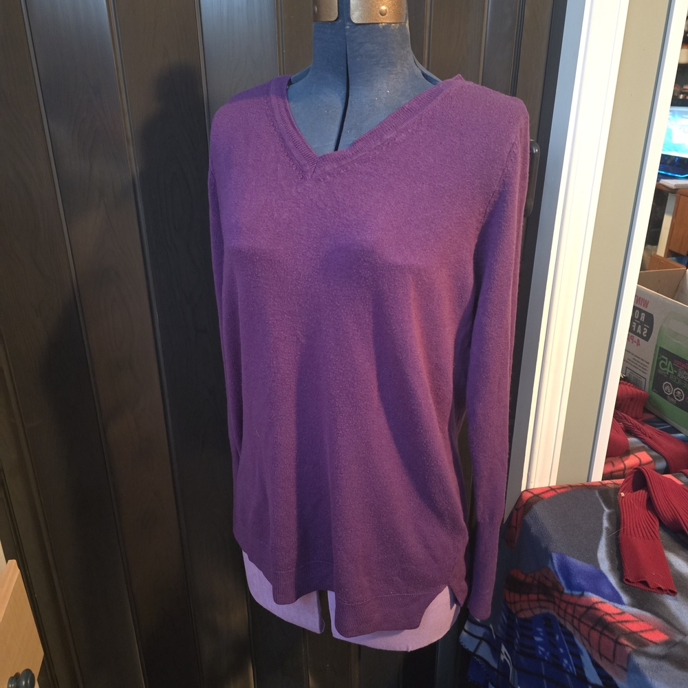 Purple V-Neck Sweater